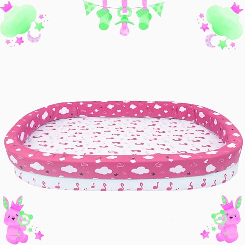 Image of Toddylon Baby Bed Bedding Set for New Born Baby | Bed Mattress | Mosquito Net | Cotton | Travel Bed | Essentials | Toddlers | Infants | Baby Boy Girl (0-12 Months) Pink