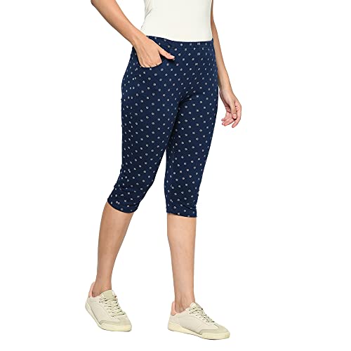 Image of ESPRESSO Women Casual Relaxed Fit 3 /4the Cotton Printed Capri Pants with Pockets - Pack of 2 (Regular and Plus Sizes)