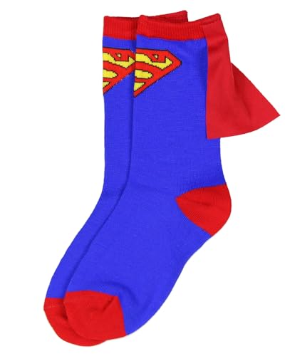 DC Comics Superman Blue Red Youth Boys Caped Crew Socks (4-6)