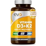 Vitamin D3 4000iu & Vitamin K2 100ug MK7 | 400 Vegetarian Tablets - 1 Year Supply | Cholecalciferol & Menaquinone | Made in the UK