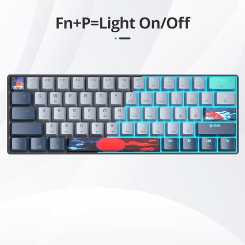 Image of 60 Percent Gaming Keyboard 61 Keys Wired Mechanical Keyboard Ultra Compact Key Board Red Switch LED Backlit for Windows Laptop Gamer(61Shark)