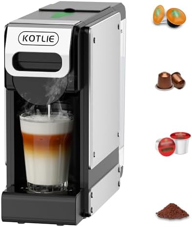 KOTLIE Single Serve Coffee Maker for K*cup, Nes Original,Dol*e Gusto,and Grounds, 34 Oz Reservoir with 7 Water Flow Settings, Ideal for Homes, Offices and RVs (ST-550)