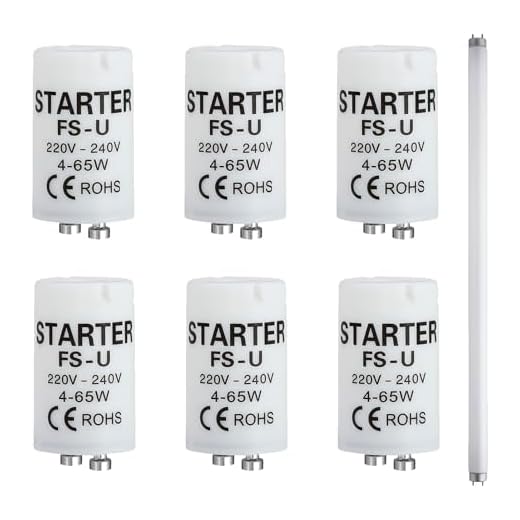 6 Stück Starter 4-65w, Starter Leuchtstoffröhre, kompatibel mit 4-65 Watt Röhren, Longlife Starter für Effiziente und sichere Zündung, 220-240 V, Ideal für einzelnes Schalten von Leuchtstofflampen