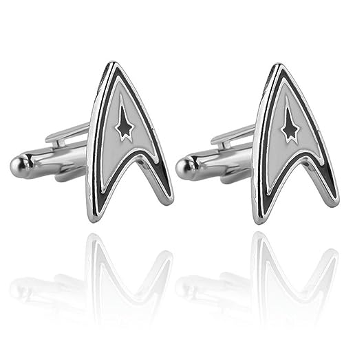 YAHOYA Herren Manschettenknöpfe Enterprise Command Logo Metall Kommunikator Dunkelheit Sternenflotte Statement Shirts für Manschettenknöpfe