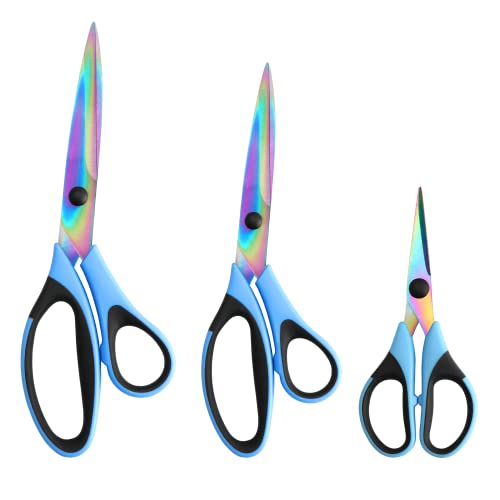 Craft Scissors, All Purpose Sharp Titanium Blades Shears, Rubber Soft Grip Handle, Multipurpose Fabric Scissors Tool Set Great For Office, Sewing, Arts, School And Home Supplies, 1 Set Of 3 Pack #TOP4