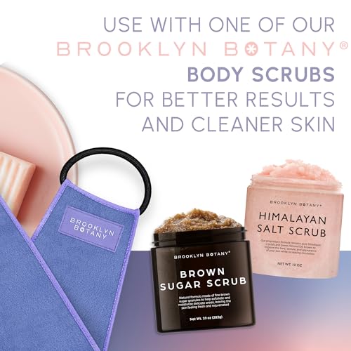 Image of Brooklyn Botany Exfoliating Back Scrubber for Shower and Bath with Handles - Heavy Duty Exfoliating Body Scrubber for Massage and Dead Skin Remover for Body - 32.5 inch x 5 inch