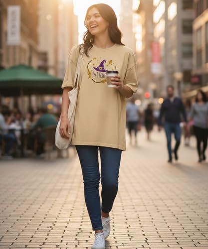 Image of SHODOX Women's Cotton Blend Oversized Drop Shoulder Printed T-Shirt | Soft, Breathable & Light Weight | Loose Fit Stylish Top for Girls with Premium Graphic Print