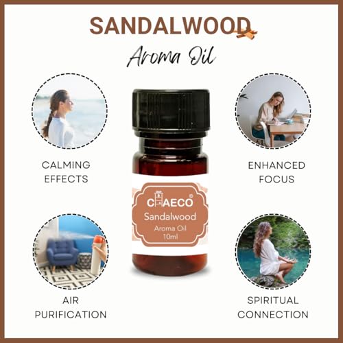 CHAECO Diffuser Aroma Oil, Candle Burner & Electric Diffuser Aroma Oil for Home Fragrance Candle (Lavender, Lemongrass, Rose, Fresh Lime, Sandalwood, Jasmine) 10ml Each, (Pack Of 6, Lavender, Lemongrass, Rose, Fresh Lime, Sandalwood, Jasmine)