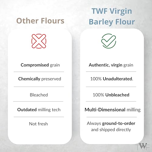 Image of TWF Virgin Barley Flour (500g) - 100% Natural, High Fiber Flour for Baking & Cooking | Ancient Grain, Minimally Processed | Perfect for Plant-Based Diets