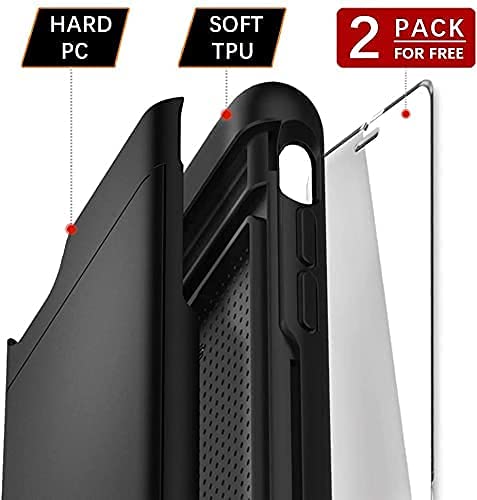 Supbec Compatible For Iphone 12 Pro Max Case With Card Holder And[ Screen Protector Tempered Glass X2Pcs][ Protective Series] Shockproof Silicone For Iphone 12 Promax Wallet Case Cover-Black-6.7" #TOP7