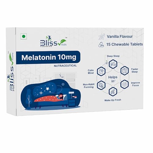 Bliss Vitals Melatonin 10mg Tablets, Premium Sleep Aid for Natural, Peaceful Sleep (Tablet, 15)