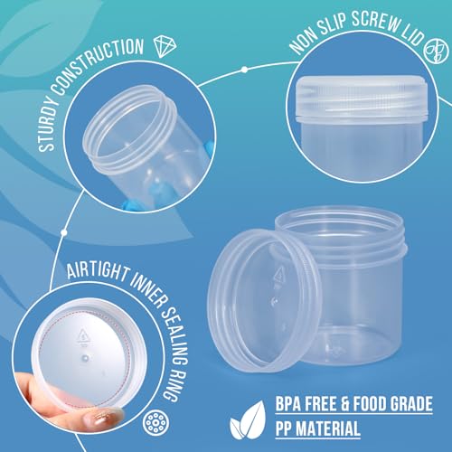 DEMORA Small Travel Containers Plastic Jars with Lids for Creams, Refillable TSA Approved Travel Size Containers for Lotion Makeup Cosmetic Toiletries Ointments, PP, BPA Free (Clear, 1.7 oz, 6 Pcs)3
