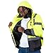Pioneer Hi Vis Safety Bomber for Men - Waterproof, Reflective, ANSI Class 3, Winter Rain Jacket with Detachable Hood