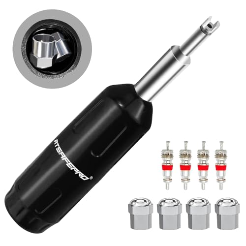 ATsafepro Valve Core Removal Tool, Valve Stem Removal Tool Contains 4 Schrade Valve Cores and 4 Tire Valve Caps, Schrader Valve Removal Tool Quick Repair Kit, Valve Core Tool Easy to Carry