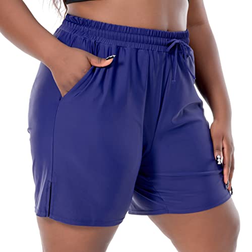 SEKINO Women's Plus Size Swim Shorts High Waisted Swimsuit Shorts