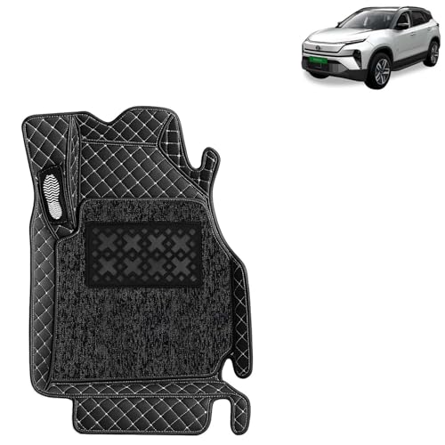 Image of KINGSWAY Accessories Premium 7D Car Floor Mats Only Compatible with Tata Harrier EV Year 2025 Onwards All Model, Set of 3 Pcs, 100% Waterproof & Washable Luxury 7D Car Foot Mats, Classic Black
