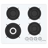 IsEasy Piano Cottura 4 Fuochi, da incasso bianco, Gas Naturale/Propano, Fornello in Vetro bianco, 60 cm, 78OOW