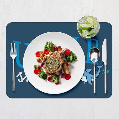Sets de table bleu Uncle Shark dessous liège napperons mer 4 pcs - 7