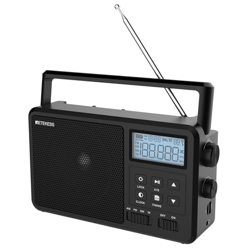 Retekess TR638 Radio Portátil,Am FM SW con Pantalla LCD,Sintonización Digital,Temporizador Encendido y Apagado,Antena Externa Disponible,TF/USB,Regalos para la Familia