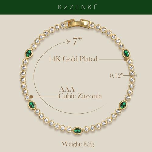 Gold Bracelets for Women, 3mm Cubic Zirconia Tennis Bracelet 7 Inch Gold Jewelry2