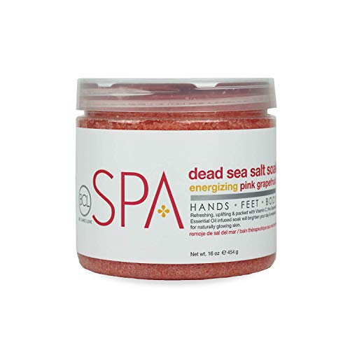 BCL SPA Dead Sea Salt Soak - Bath Salt with Organic Lemongrass + Green Tea, Shae Butter, Arnica, Aloe Vera Juice, Chamomile, Argan Oil & Jojoba Oil - Skin Exfoliator - Home/Professional Use 16 fl oz