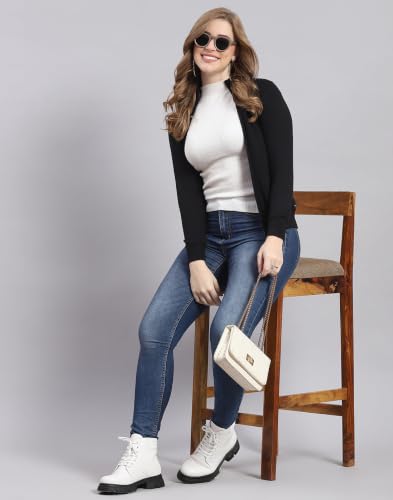 Image of Monte Carlo Women Regular Fit Full Sleeve Solid T Neck Winter Cardigan (Pack of 1)