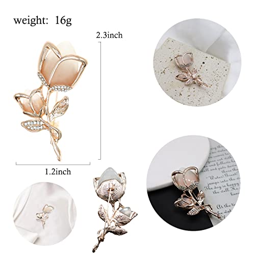 Image of Fashion Rhinestone Flower Brooches Pins Cute Pearl Crystal Floral Lapel Pin Brooch Costume Decorate Jewelry for Women Gril Gift