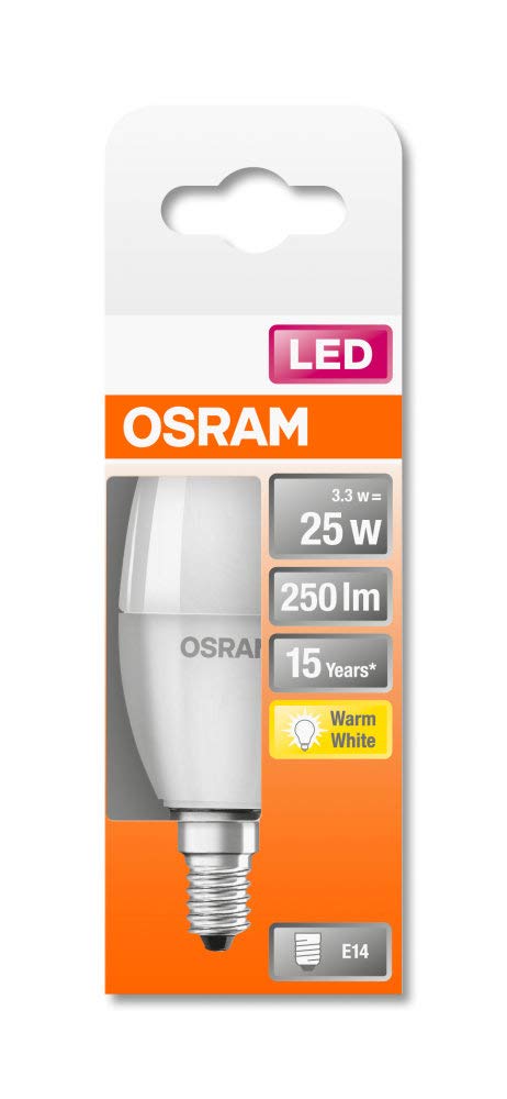 OSRAM Lot de 10 x Ampoule LED | Culot: E14 | Blanc chaud | 2700 K | 3,30 W | équivalent à 25 W | LED STAR CLASSIC B