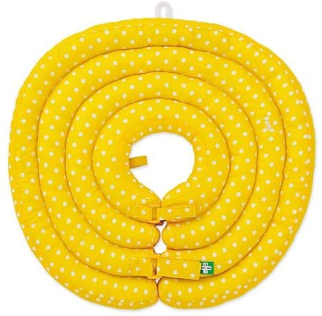 犬 猫 ペット用 介護用品 着脱簡単 サイズ調整可能 柔らか 装着したまま枕に ワイドドーナツエリザベスカラー 水玉【1号サイズ】【イエロー(YELLOW)】(5173)愛犬愛猫のストレス軽減 ペット用品専門メーカーポンポリース