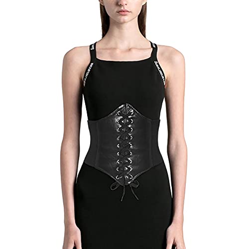 Corset Waist Belt for Women Lace-up Wide Leather Belts Elastic Tied Waspie Waist Cinchers for Dress3