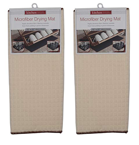 Image of Store2508 Microfiber Reversible Dish Drying Mat (Pack of 2) (38 * 51 Cm Each) (Ivory)