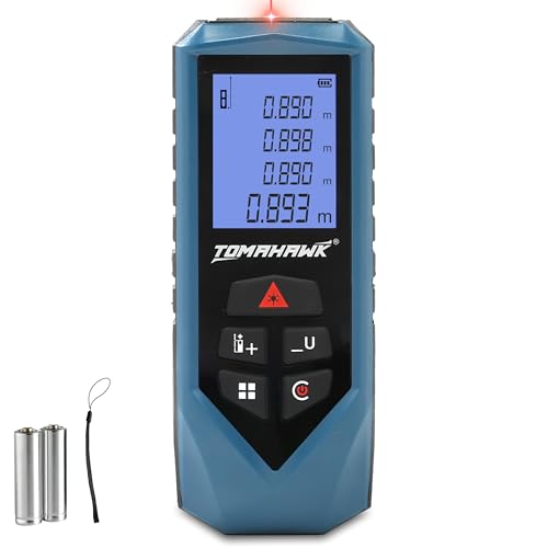 Image of TOMAHAWK TFR 0800 Laser Distance Meter Measurer 262Ft /80M with Area, Volume and Pythagoras Measurement - Water and Dust Resistant Laser Measuring Device (80m Laser Meter)