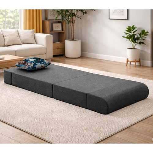 Image of Convertible 3 * 6 Single Seater Sofa Cum Bed | Foldable Sofa Bed for Apartments & Studio Rooms (Black, COMFORTMAX)