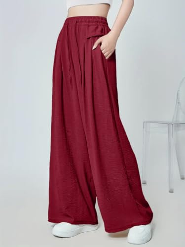Image of GRECIILOOKS High Waist Polycotton Trousers for Women - Flared Parachute Pants with Side Pockets | Casual Travel Cargo Pants (Available in Plus Size and Value Pack)