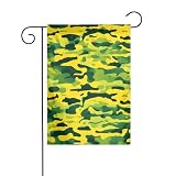 WHJSHOP Banderas de jardín de camuflaje amarillo y verde de 12 x 18 pulgadas para decoración de patio con 3 cm de ancho de posición de poste (solo bandera, no incluye mástil)
