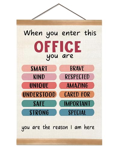 Office Welcome Wall Art-When You Enter This Office You Are Smart Positive Inspirational Posters,Motivation Wall Hanging Poster for Home Teacher Nurses Office Decor,Positive Affirmations Poster 12x16inch