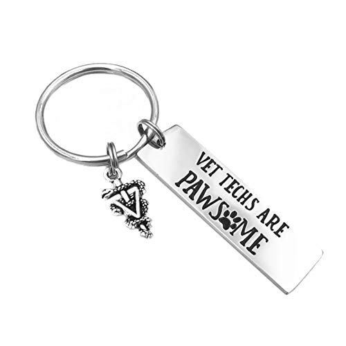 Vet Techs Are Pawsome Keychain Vet Tech Gifts Veterinarian Technician Dog Cat Owner Lover Jewelry