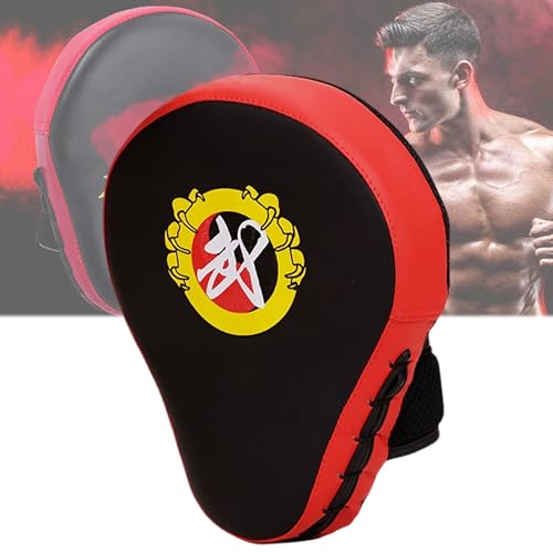 QSLKI Almohadillas de Boxeo, Manoplas de Boxeo Muay Thai MMA Entrenamiento Paos, Muay Thai Rex Cuero Curvo Guantes Boxeo, Almohadillas De Enfoque, Focus Pads para MMA & Karate Patas (Arco)