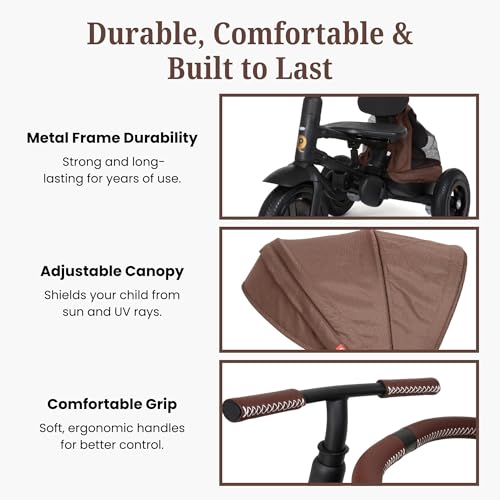 Image of Rito Premium Folding Stroller & Toddler Bike with Air Tires, Sierra Brown