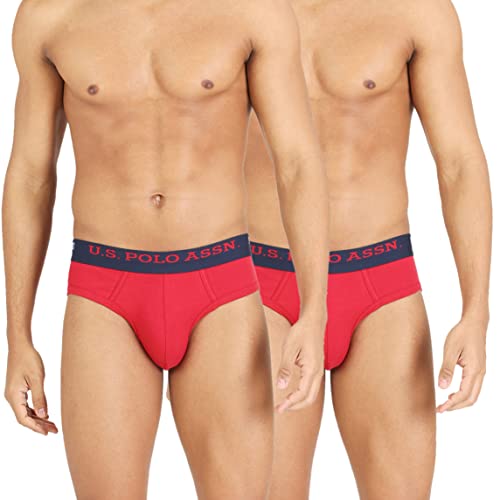 Image of U.S. Polo ASSN. Men's I006 Elasticized Waist Pure Cotton Underwear Briefs - Pack of 2