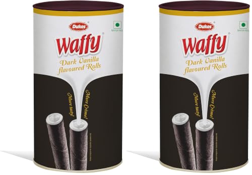 Image of Dukes Waffy Dark Vanilla Flavoured Rolls Tin (300g) (Pack of 2)