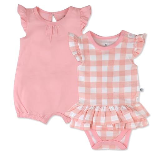 Image of HonestBaby Multipack Short Romper Sets and Dresses 100% Organic Cotton for Infant Baby and Toddler Boys, Girls, Unisex
