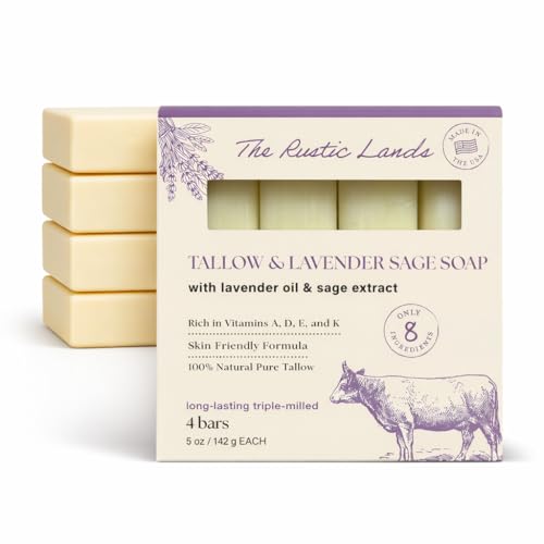 PROVENCE ESSENTIALS THE RUSTIC LANDS Natural Soap Bars Set of 4 Made in the USA Soap for Sensitive...