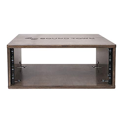 Image of Sound Town DIY 4U Studio Rack with Baltic Birch Plywood, Weathered Brown (SDRK-Y4B)