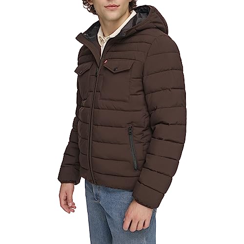 Image of Water Resistant Performance Stretch Hooded Puffer Jacket