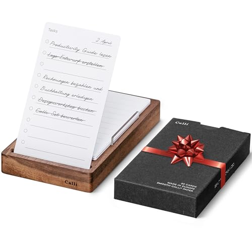 Juego De Tarjetero Ejecutivo - Nogal Y Piel Sintética, Soporte De Escritorio + Funda Portátil, Regalo De Oficina
