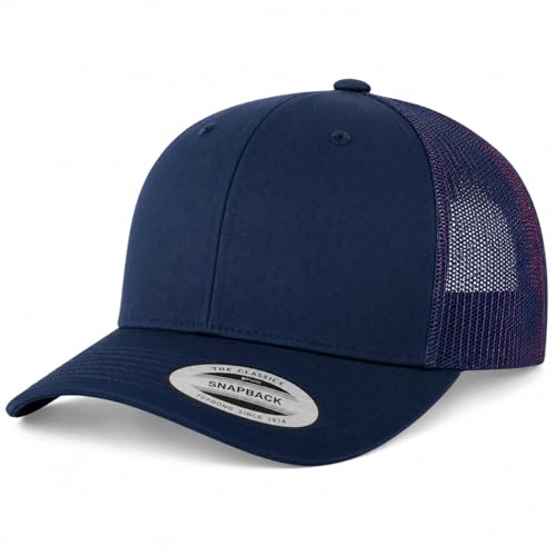 Flexfit Retro Trucker Cap Mesh Baseball Kappe Einheitsgröße für Damen und Herren Navy & GRATIS HLKauf-Block