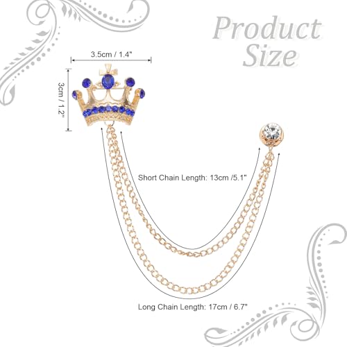 Image of PATIKIL Crown Hanging Chain Brooch Pins | Rhinestone Suit Pins Fashion Crystal Lapel Pins for Women Men