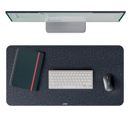 Leitz Alfombrilla de Fieltro Grande para Escritorio - Protector de Fieltro para Escritorio, Antideslizante, Superficie Suave para Teclado y Ratón, Cubre Escritorio de Oficina y Casa (70x36cm, Gris)