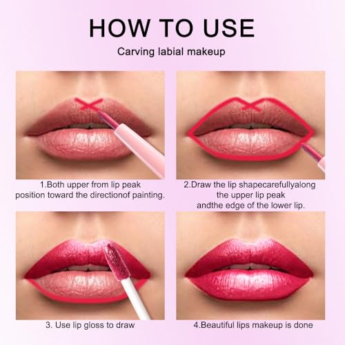 Image of evpct Crushed Ruby Red Metallic Glitter Lip Liner and Lipstick Combo Lip Gloss Stain Set Makeup for Women Long Lasting Waterproof 24, Red Frosted Metallic Shimmer Glossy iridescent Liquid Lipstick 18